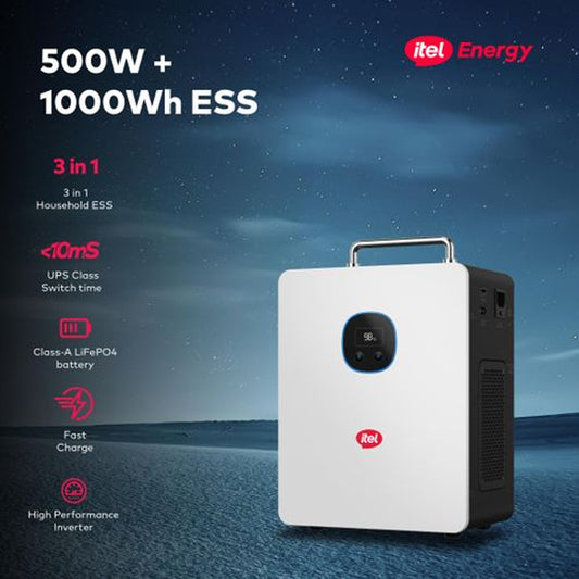 itel Energy 500W Inverter Power Tank + 1kWh LifePo4 Battery All-in-One Solar Power System